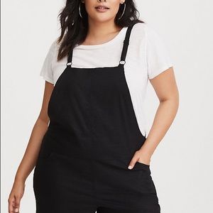 Torrid Black Linen Short Overalls